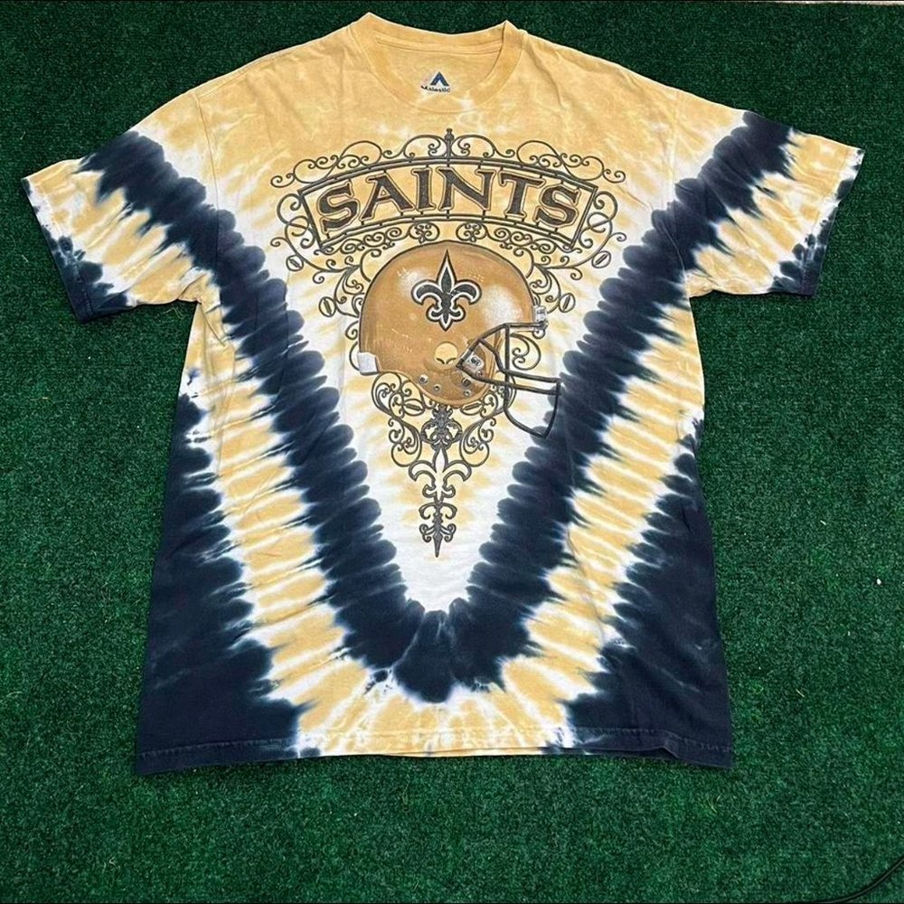 Vintage New Orleans Saints Tie Dye Wash Graphic T-Shirt.
